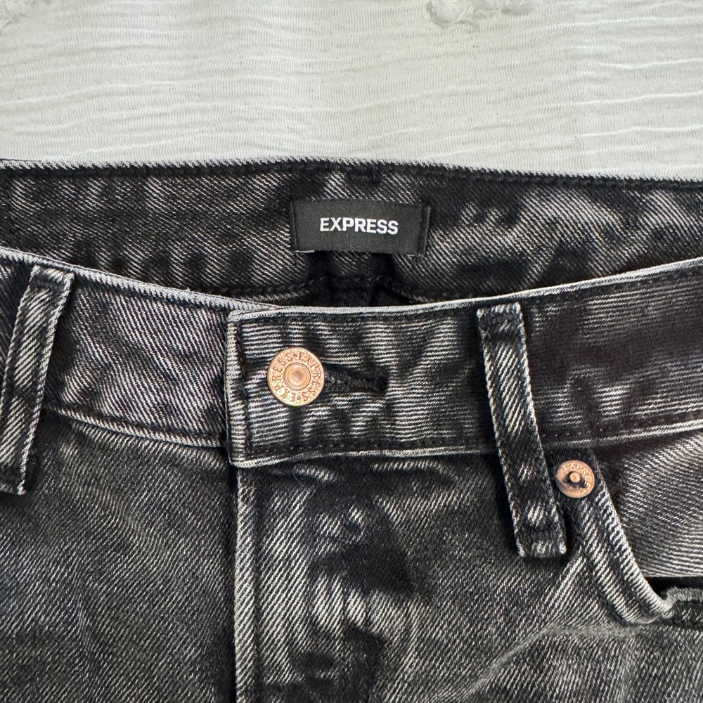 Express Washed Black Boyfriend Straight Leg Jeans - Picture 4 of 5